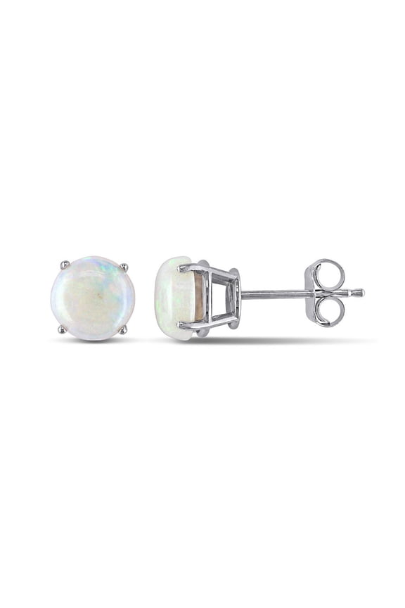 1.20 Carat (Ctw) Opal Solitaire Stud Earrings in 10K White Gold (6mm) for Women