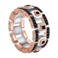 thumbnail image 1 of AFFY 1.20 Carat(Ctw) Princess & Round Black Natural Diamond Two Tone Men's Wedding Band Ring in 14K Solid Rose Gold, 1 of 1