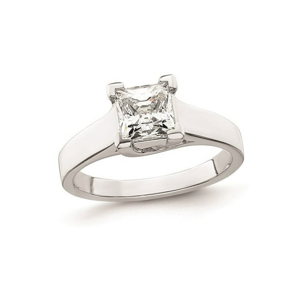 1.20 Carat (Ctw VS2, D-E-F) Certified Princess Lab-Grown Diamond By-Pass Engagement Ring 14K White Gold for Women