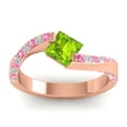 thumbnail image 1 of 1.20 Carat Elegant Natural Diamond Peridot & Pink Sapphire Gemstone Anniversary Ring for Ladies Solid 14K Rose Gold Size 7.5 by Diamond-Capitals, 1 of 8