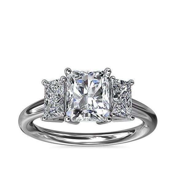 1.20 Carat Excellent Radiant Cut Natural Diamond Beautiful Three Stone Bridal Ring for Bride Solid 950 Platinum Size 5