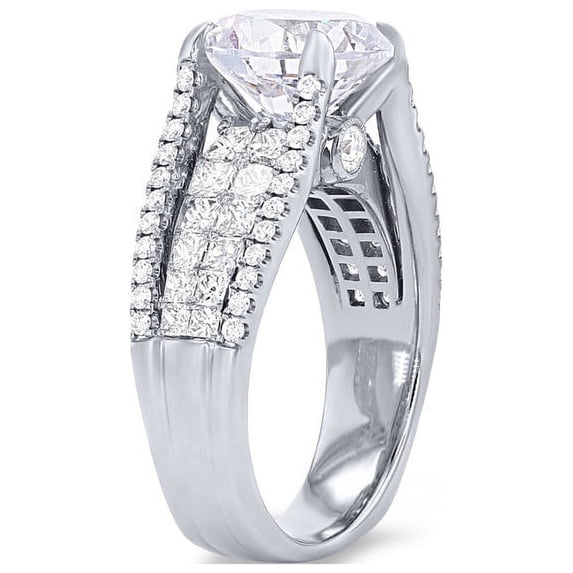 1.20 Carat Excellent Round Cut Real Diamond Latest Design Solitaire with Accents Engagement Ring for Ladies Solid 14K White Gold Size 7.5