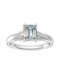 1.20 Carat Latest Solitaire Design Emerald Natural Diamond Engagement Ring for Women in Solid 14K White Gold Size 7