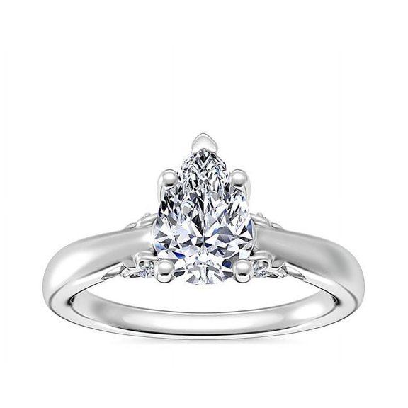1.20 Carat Pear Cut Real Diamond Beautiful Solitaire Engagement Ring for her Solid 14K White Gold Size 7