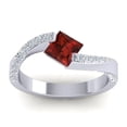 thumbnail image 1 of 1.20 Carat Princess Cut Garnet Gemstone & Natural Diamond Stylish Anniversary Ring for Women Solid 14K White Gold Size 11.5 by Diamond-Capitals, 1 of 8