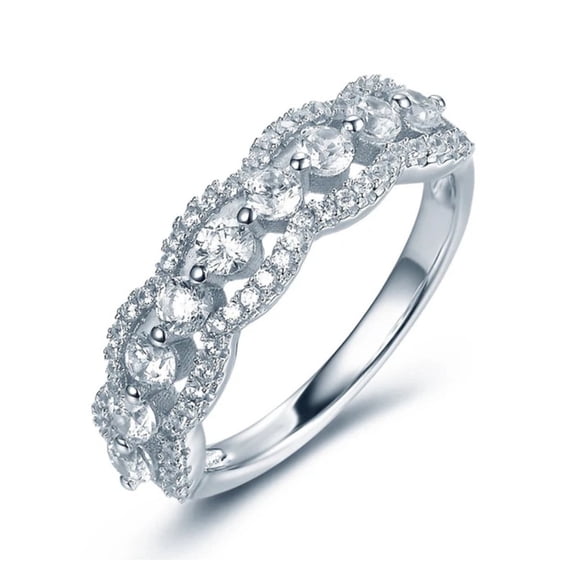 1.20 Carat Round Cut Eternity Wedding Band - Classic Prongs Style Wedding Ring in 925 Sterling Silver For Women