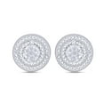 thumbnail image 1 of AFFY 1/20 Carat Round Cut White Natural Diamond Double Frame Stud Earrings In 14K Gold Over Sterling Silver (0.2 Cttw, I2-I3 Clarity), 1 of 1