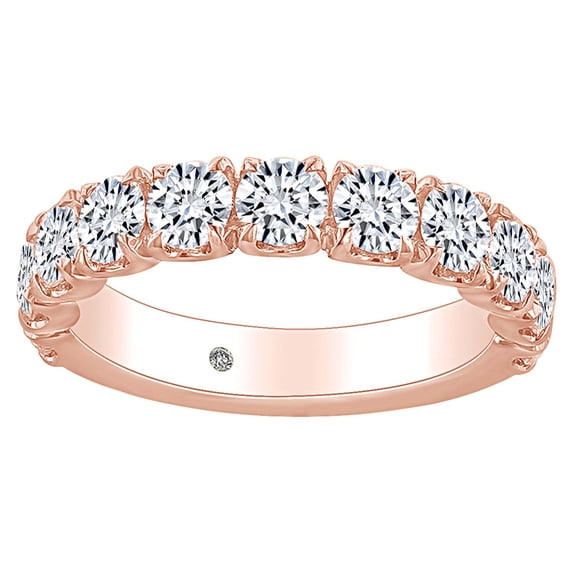 AFFY 1.20 Carat Round Shape White Natural Diamond Wedding Engagement Band Ring 18K Solid Rose Gold Ring Size-8.5