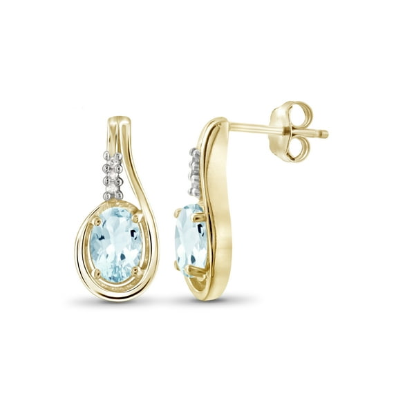 1.20 Carat T.G.W. Sky Blue Topaz Gemstone and White Diamond Accent Earrings