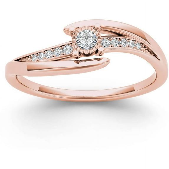 1/20 Carat T.W. Diamond Criss-Cross Shank Cluster 10kt Rose Gold Engagement Ring