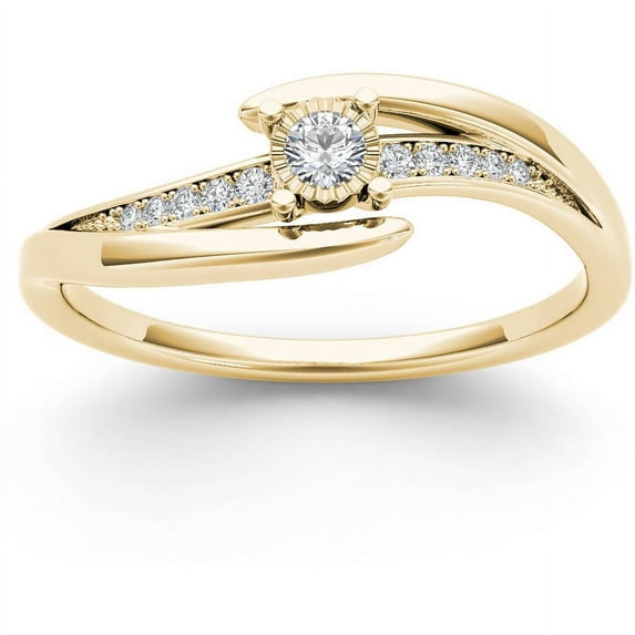 1/20 Carat T.W. Diamond Criss-Cross Shank Cluster 10kt Yellow Gold Engagement Ring