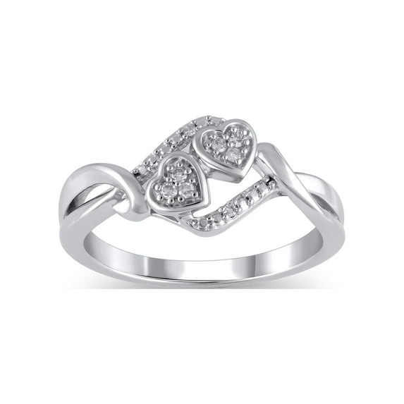 1/20 Carat T.W. (I3 clarity, I-J color) Hold My Hand Diamond Heart Promise Ring in Sterling Silver, Size 4