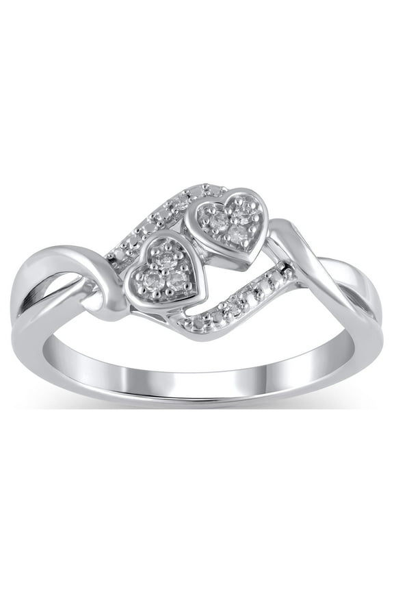 1/20 Carat T.W. (I3 clarity, I-J color) Hold My Hand Diamond Heart Promise Ring in Sterling Silver, Size 4