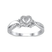 Hold My Hand 1/20 ct t.w. Diamond Heart Promise Ring, Sterling Silver