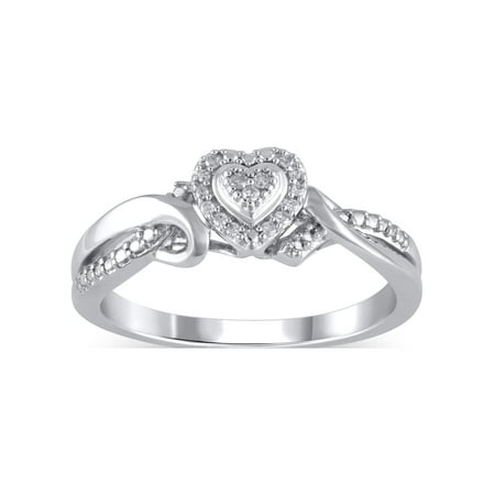 1/20 Carat T.W. (I3 clarity, I-J color) Hold My Hand Diamond Heart Promise Ring in Sterling Silver, Size 5
