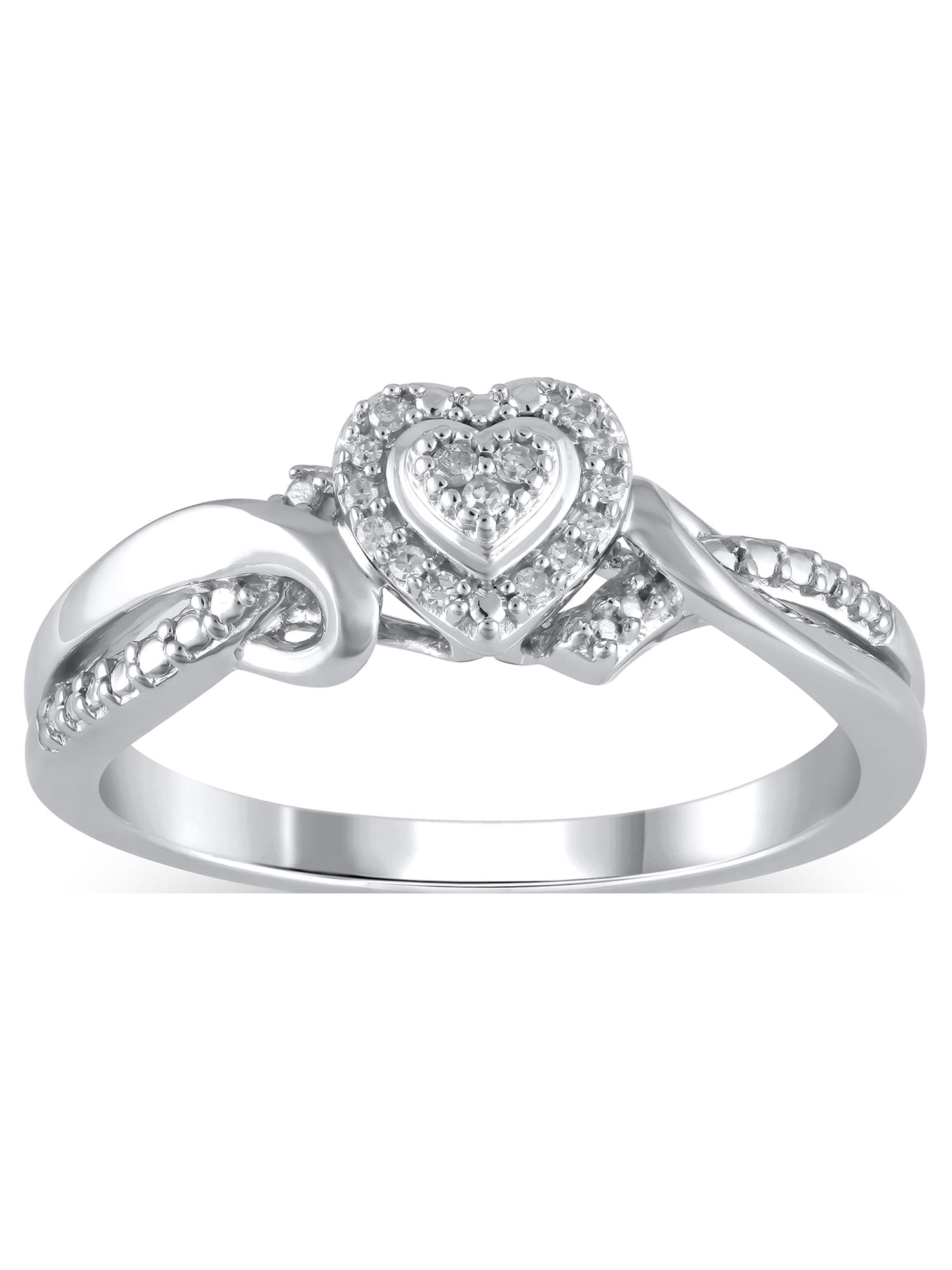1/20 Carat T.W. (I3 clarity, I-J color) Hold My Hand Diamond Heart Promise Ring in Sterling Silver, Size 6