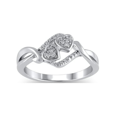1/20 Carat T.W. (I3 clarity, I-J color) Hold My Hand Diamond Heart Promise Ring in Sterling Silver, Size 7