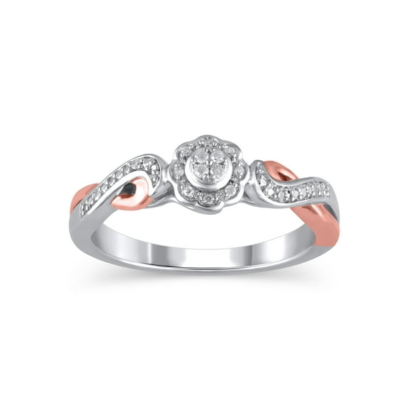 1/20 Carat T.W. (I3 clarity, I-J color) Hold My Hand Diamond Promise Ring in Sterling Silver with 14K Rose Gold Plating, Size 4