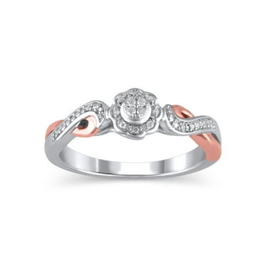 1/20 Carat T.W. (I3 clarity, I-J color) Hold My Hand Diamond Promise Ring in Sterling Silver with 14K Rose Gold Plating, Size 7
