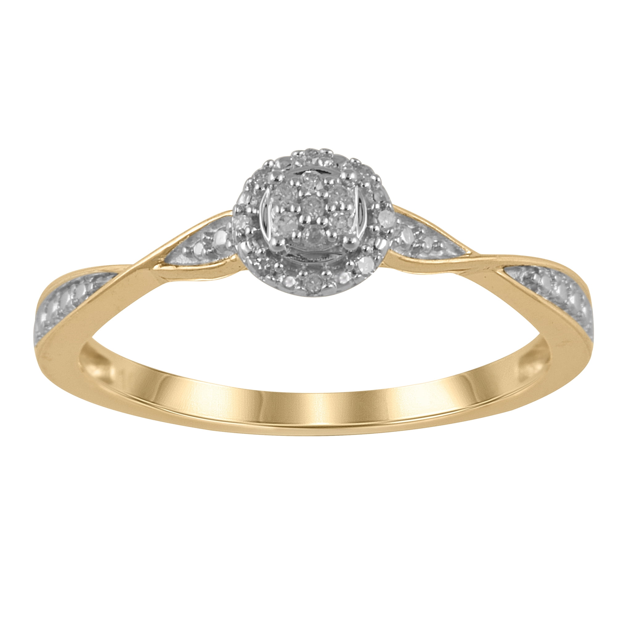 1/20 Carat T.W. JK-I2I3 diamond promise ring in 10K Yellow Gold , Size 4
