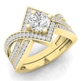 thumbnail image 1 of 1.20 Carat (ctw) 10K Yellow Gold Round Cut White Cubic Zircona Ladies Bridal Swirl Split Shank Engagement Ring With Matc, 1 of 1