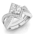 thumbnail image 1 of 1.20 Carat (ctw) 18K White Gold Round Cut White Cubic Zircona Ladies Bridal Swirl Split Shank Engagement Ring With Match, 1 of 4