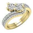 thumbnail image 1 of 1.20 Carat (ctw) 18K Yellow Gold Round White Diamond Ladies Two Stone Bypass Style Bridal Engagement Ring Set, 1 of 4