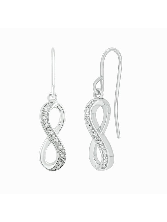 1/20 Ct, 925 Sterling Silver Diamond Infinity Dangle Earring
