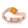 thumbnail image 1 of 1.20 Ct Beautiful Princess Cut Citrine Gemstone & Natural Diamond (F-G/VS1) Bridal Ring for Ladies Solid 18K Rose Gold Size 8 by Diamond-Capitals, 1 of 8