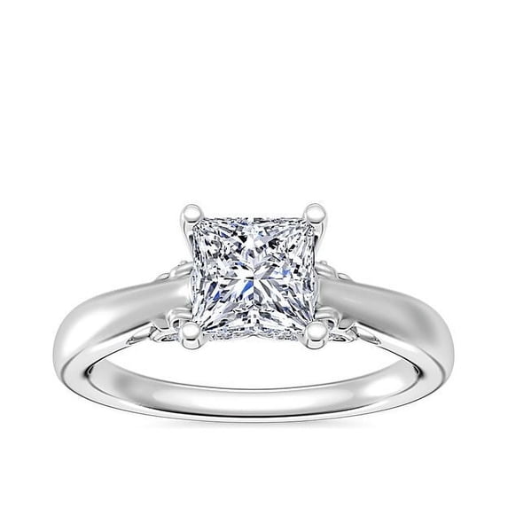 1.20 Ct Brilliant Princess Cut Genuine Diamond Sparkle Solitaire Engagement Ring for Women Solid 14K White Gold Size 6.5