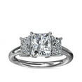 thumbnail image 1 of 1.20 Ct Brilliant Radiant Cut Genuine Diamond Sparkle Three Stone Engagement Ring for Women Solid 14K White Gold Size 6.5, 1 of 8