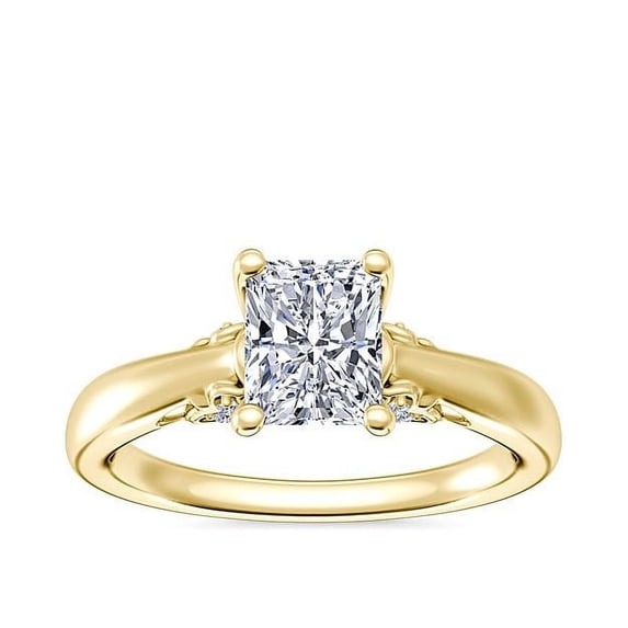 1.20 Ct Brilliant Radiant Cut Solitaire Genuine Diamond Beautiful Wedding Ring for her Solid 18K Yellow Gold Size 7