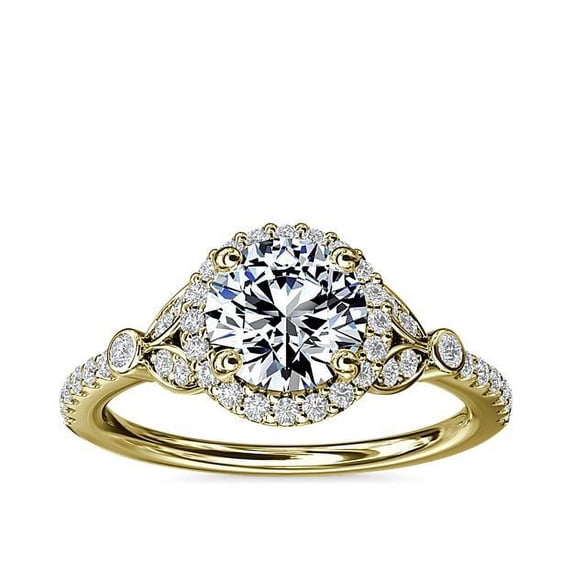 Diamond-Capitals 1.20 Carat Excellent Solitaire Round Shape Natural Diamond (F-G/VS1) Wedding Ring for Girls Solid 18K Yellow Gold Size 6