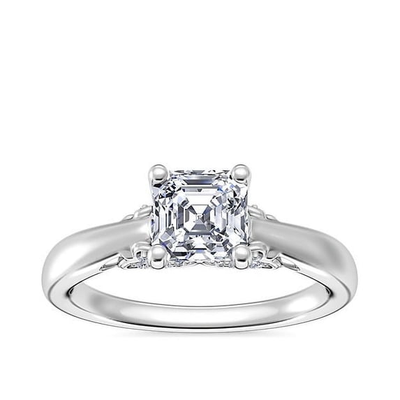 1.20 Ct Clarity VS1 Color F-G Asscher Natural Diamond Stunning Solitaire Engagement Ring for Womene Solid 14K White Gold Size 7.5