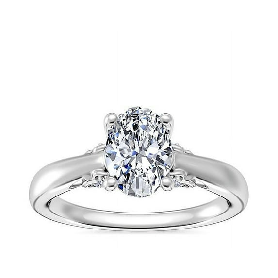 1.20 Ct Clarity VS1 Color F-G Oval Natural Diamond Stunning Solitaire Engagement Ring for Womene Solid 14K White Gold Size 7.5