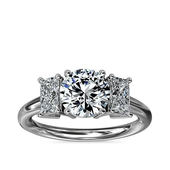 1.20 Ct Clarity VS1 Color F-G Round Natural Diamond Stunning Three Stone Engagement Ring for Womene Solid 14K White Gold Size 7.5