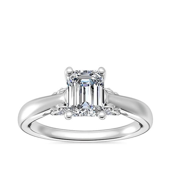 1.20 Ct Emerald Cut Natural Diamond Stylish Solitaire Ring for Anniversary Solid 14K White Gold Size 4
