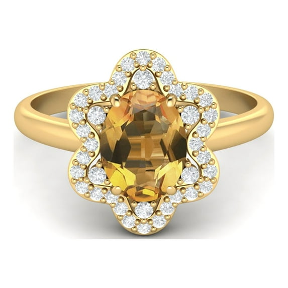 1.20 Ct Natural Citrine Oval Shape 925 Sterling Silver Gold Vermeil Engagement Women Valentines Day Gifts Ring