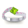 thumbnail image 1 of 1.20 Ct Natural Diamond Peridot & Pink Sapphire Gemstone Latest Anniversary Ring for Wife Solid 14K White Gold Size 6.5 by Diamond-Capitals, 1 of 8