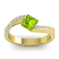 thumbnail image 1 of 1.20 Ct Princess Cut Peridot Gemstone & Natural Diamond (F-G/VS1) Beautiful Bridal Ring for Women Solid 14K Yellow Gold Size 10 by Diamond-Capitals, 1 of 8