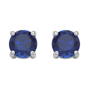 KARA JEWEL 1.20 Ct Round Cut Blue Sapphire Push Back Stud Earring's in 14K White Gold Plated - Valentines day Gift For Her