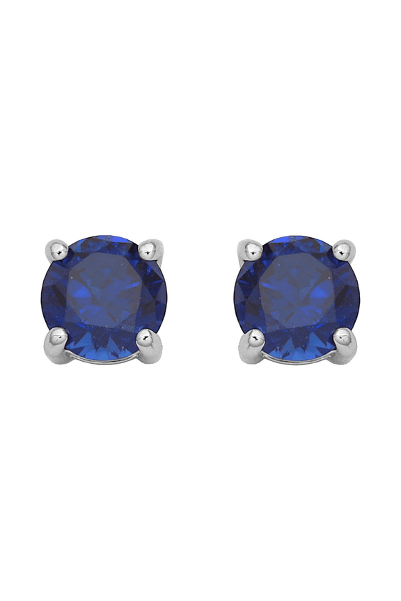 1.20 Ct Round Cut Blue Sapphire Push Back Stud Earring's in 14K White Gold Plated - Valentines day Gift For Her