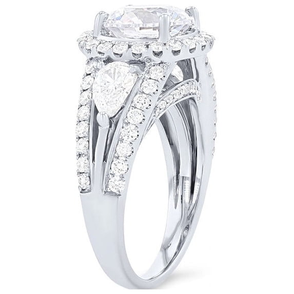 1.20 Ct Round Cut Natural Diamond Stylish Solitaire with Accents Ring for Anniversary Solid 14K White Gold Size 4