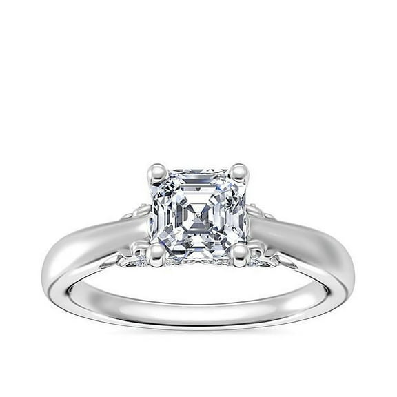 1.20 Ct Stunning Solitaire Design Asscher Natural Diamond Engagement Ring for Ladies Solid 14K White Gold Size 7