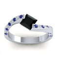 thumbnail image 1 of 1.20 Ct Wonderful Natural Diamond Black Onyx & Blue Sapphire Gemstone Wedding Ring for Women Solid 14K White Gold Size 3.5 by Diamond-Capitals, 1 of 8