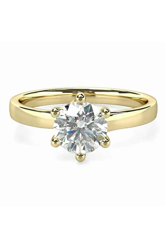 1.20 Cts Certified Round Moissanite Solitaire Engagement Ring 18K White Gold Plated Bridal Wedding Ring 14K Gold and 925 Silver Ring gift for her