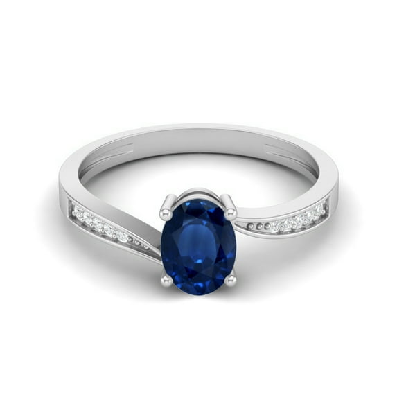 1.20 Cts Oval Blue Sapphire 925 Sterling Silver Solitaire Accent Woman Halo Valentines Day Gifts Ring
