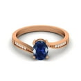 thumbnail image 1 of 1.20 Cts Oval Blue Sapphire Syn. 925 Sterling Silver Rose Vermeil Solitaire Accent Woman Halo Valentines Day Gifts Ring, 1 of 4