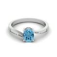 thumbnail image 1 of 1.20 Cts Oval Swiss Blue Topaz 925 Sterling Silver Solitaire Accent Woman Halo Mother's Day Gift Ring, 1 of 1