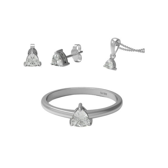 1.20 Ctw Trillion Moissanite Diamond 925 Sterling Silver Solitaire Women Ring Earrings Necklace Set